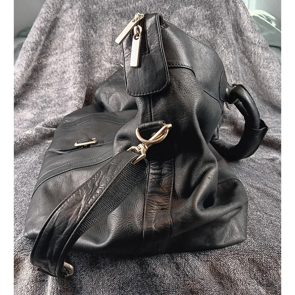 NBA Pangea Brands Genuine Leather Phoenix Suns Black‎ Duffel Bag Travel Gym